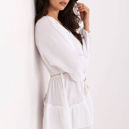 Boho Muslin Mini Dress with Puffy Sleeves - MimiStylez