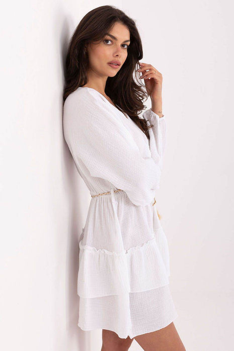 Boho Muslin Mini Dress with Puffy Sleeves - MimiStylez