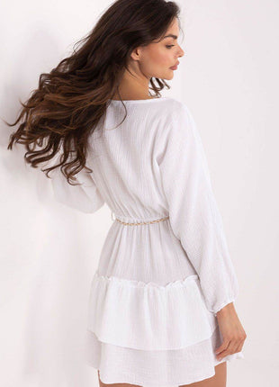 Boho Muslin Mini Dress with Puffy Sleeves - MimiStylez