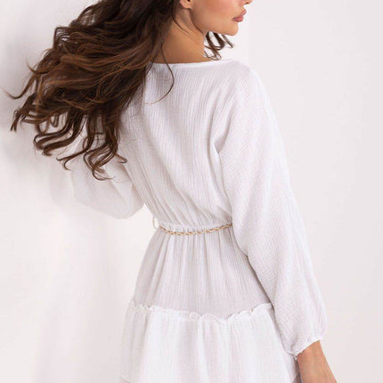 Boho Muslin Mini Dress with Puffy Sleeves - MimiStylez