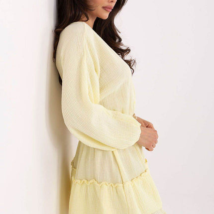 Boho Muslin Mini Dress with Puffy Sleeves - MimiStylez