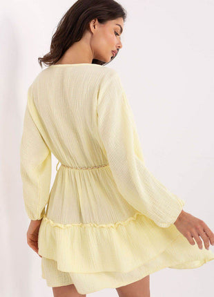 Boho Muslin Mini Dress with Puffy Sleeves - MimiStylez