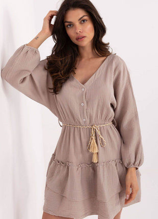 Boho Muslin Mini Dress with Puffy Sleeves - MimiStylez