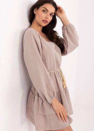 Boho Muslin Mini Dress with Puffy Sleeves - MimiStylez