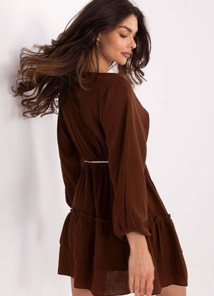 Boho Muslin Mini Dress with Puffy Sleeves - MimiStylez