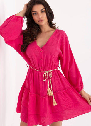 Boho Muslin Mini Dress with Puffy Sleeves - MimiStylez