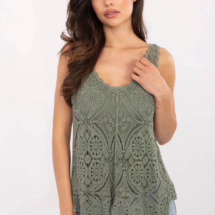 Two-Piece Boho Set with Openwork Cotton Blouse and Fitted Viscose Top - MimiStylez