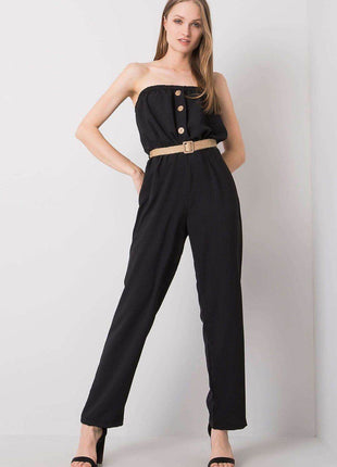 Sleeveless Casual Jumpsuit with Elastic Waist & Decorative Buttons - MimiStylez