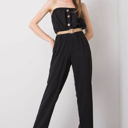 Sleeveless Casual Jumpsuit with Elastic Waist & Decorative Buttons - MimiStylez