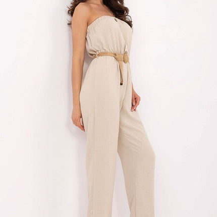 Sleeveless Casual Jumpsuit with Elastic Waist & Decorative Buttons - MimiStylez