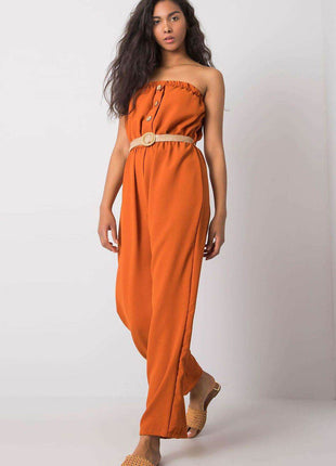 Sleeveless Casual Jumpsuit with Elastic Waist & Decorative Buttons - MimiStylez