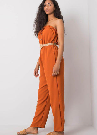 Sleeveless Casual Jumpsuit with Elastic Waist & Decorative Buttons - MimiStylez