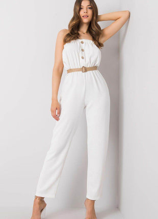 Sleeveless Casual Jumpsuit with Elastic Waist & Decorative Buttons - MimiStylez