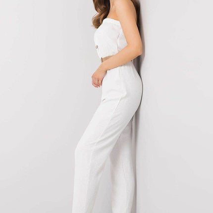 Sleeveless Casual Jumpsuit with Elastic Waist & Decorative Buttons - MimiStylez