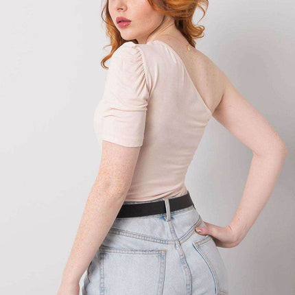 Asymmetrical One-Sleeve Blouse with Fitted Cut - MimiStylez