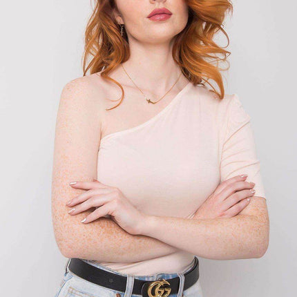 Asymmetrical One-Sleeve Blouse with Fitted Cut - MimiStylez