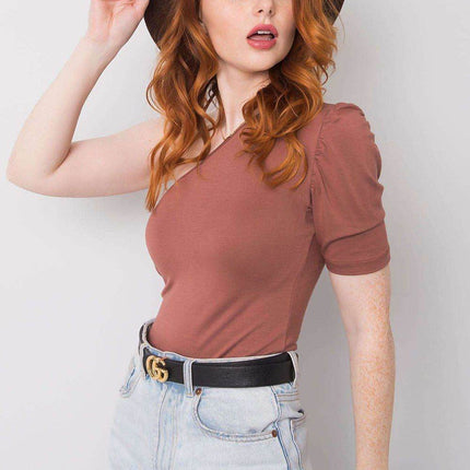 Asymmetrical One-Sleeve Blouse with Fitted Cut - MimiStylez