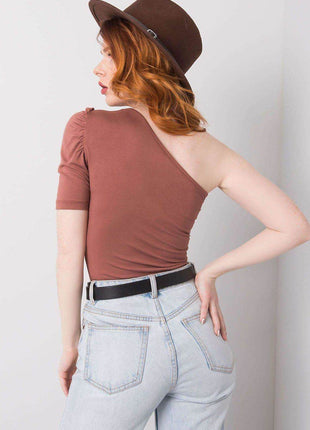 Asymmetrical One-Sleeve Blouse with Fitted Cut - MimiStylez