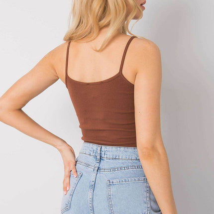 Ribbed Cotton Strap Top with Classic Round Neck - MimiStylez
