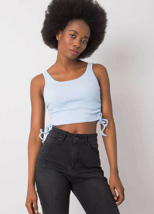 Ribbed Cotton Crop Top with Adjustable Side Gathers - MimiStylez