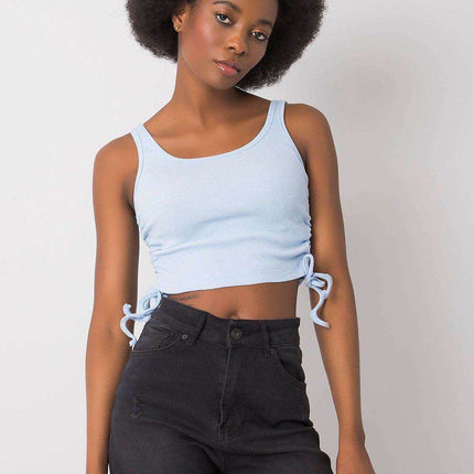 Ribbed Cotton Crop Top with Adjustable Side Gathers - MimiStylez