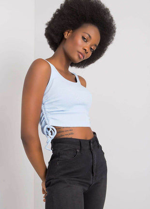 Ribbed Cotton Crop Top with Adjustable Side Gathers - MimiStylez