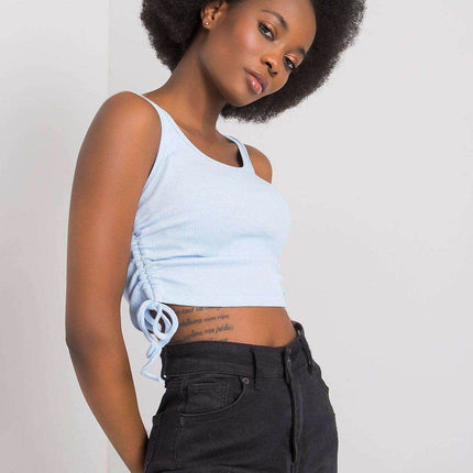 Ribbed Cotton Crop Top with Adjustable Side Gathers - MimiStylez