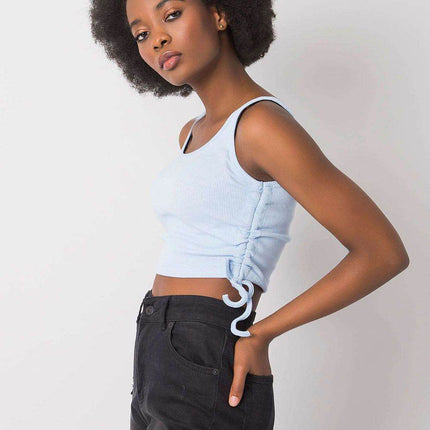 Ribbed Cotton Crop Top with Adjustable Side Gathers - MimiStylez
