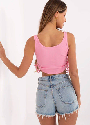 Ribbed Cotton Crop Top with Adjustable Side Gathers - MimiStylez