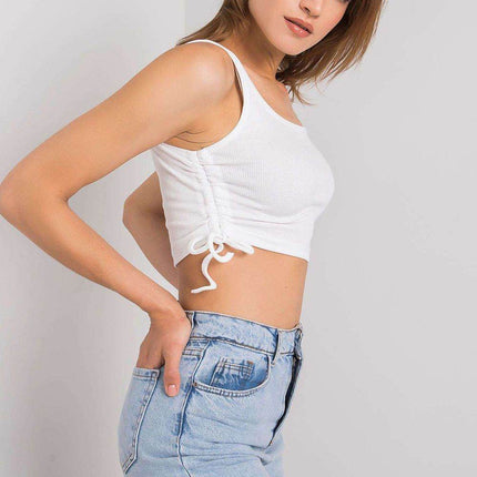 Ribbed Cotton Crop Top with Adjustable Side Gathers - MimiStylez