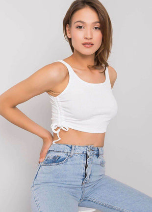 Ribbed Cotton Crop Top with Adjustable Side Gathers - MimiStylez