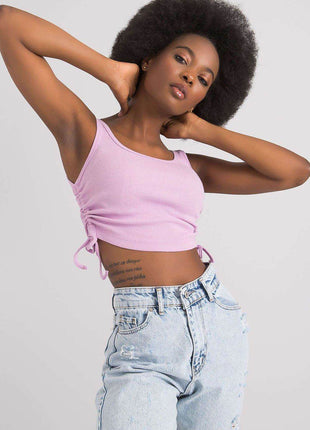 Ribbed Cotton Crop Top with Adjustable Side Gathers - MimiStylez