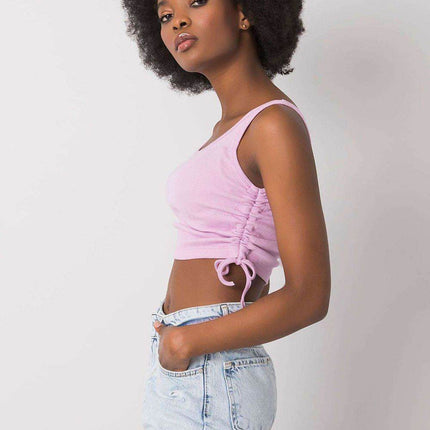 Ribbed Cotton Crop Top with Adjustable Side Gathers - MimiStylez