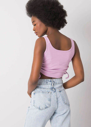 Ribbed Cotton Crop Top with Adjustable Side Gathers - MimiStylez