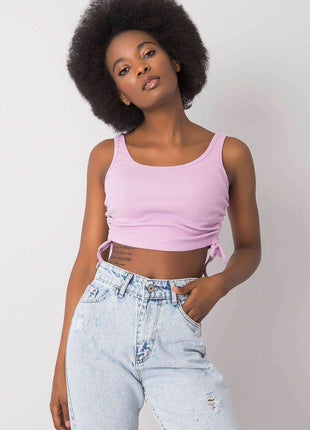 Ribbed Cotton Crop Top with Adjustable Side Gathers - MimiStylez