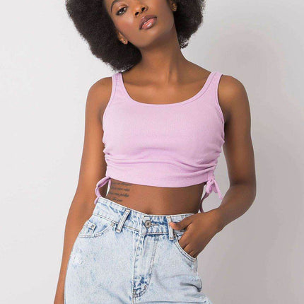 Ribbed Cotton Crop Top with Adjustable Side Gathers - MimiStylez