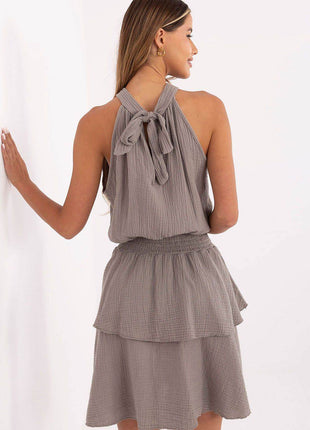 Sleeveless Muslin Cotton Summer Dress with Ruffled Hem - MimiStylez