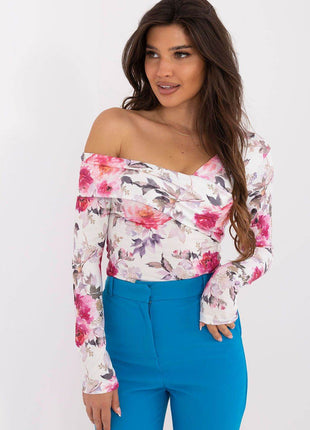 Floral Cotton Blouse – Long Sleeves & Feminine Asymmetric Neck - MimiStylez