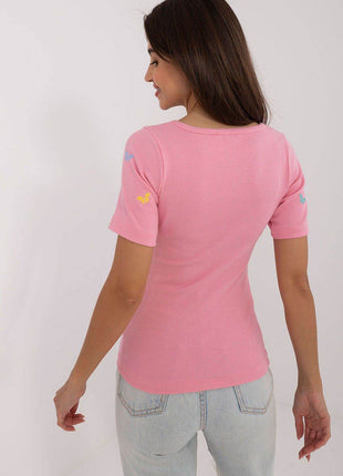 Fitted Cotton-Blend Blouse with Butterfly Embroidery & Striped Texture - MimiStylez