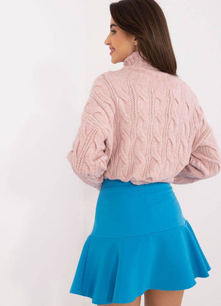 High-Waisted Flared Mini Skirt with Built-In Shorts – Cotton Blend, Hidden Back Zip - MimiStylez