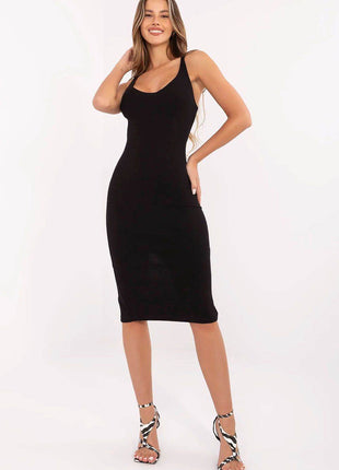 Striped Midi Pencil Cotton Dress with Thin Straps - MimiStylez