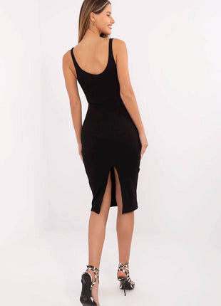 Striped Midi Pencil Cotton Dress with Thin Straps - MimiStylez