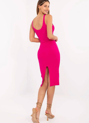 Striped Midi Pencil Cotton Dress with Thin Straps - MimiStylez