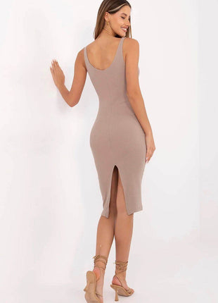 Striped Midi Pencil Cotton Dress with Thin Straps - MimiStylez