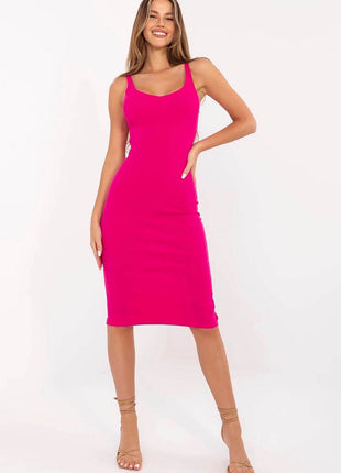 Striped Midi Pencil Cotton Dress with Thin Straps - MimiStylez