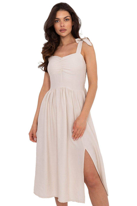 Flared Summer Dress with Tie Straps and Sweetheart Neckline - MimiStylez