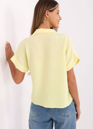 Casual Muslin Cotton Shirt – Short Sleeve, Chest Pocket & Button-Up Design - MimiStylez