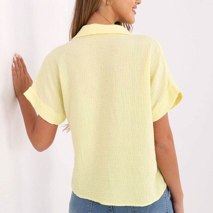 Casual Muslin Cotton Shirt – Short Sleeve, Chest Pocket & Button-Up Design - MimiStylez