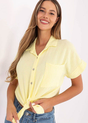 Casual Muslin Cotton Shirt – Short Sleeve, Chest Pocket & Button-Up Design - MimiStylez