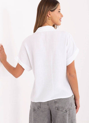 Casual Muslin Cotton Shirt – Short Sleeve, Chest Pocket & Button-Up Design - MimiStylez